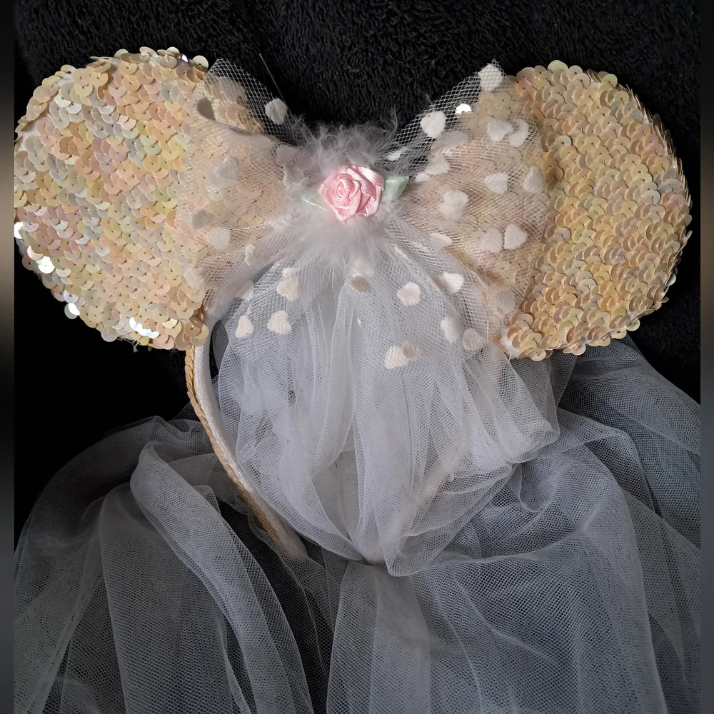 Disney Parks Iridescent Bride Minnie Ears